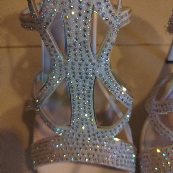 Eldof open toe strappy rhinestones stilettos size 8 1/2 - Picture 5 of 7